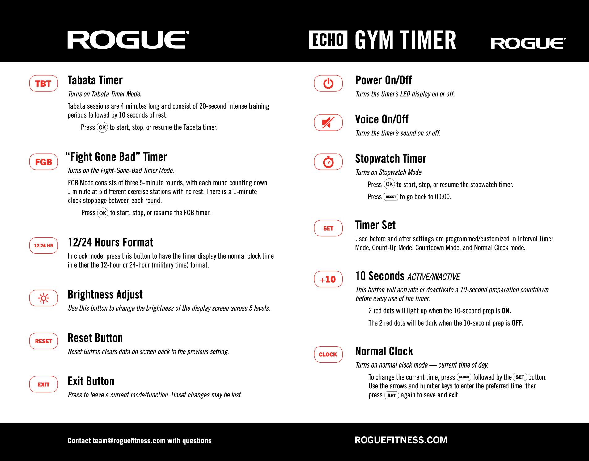 Rogue Echo Two Sided Timer