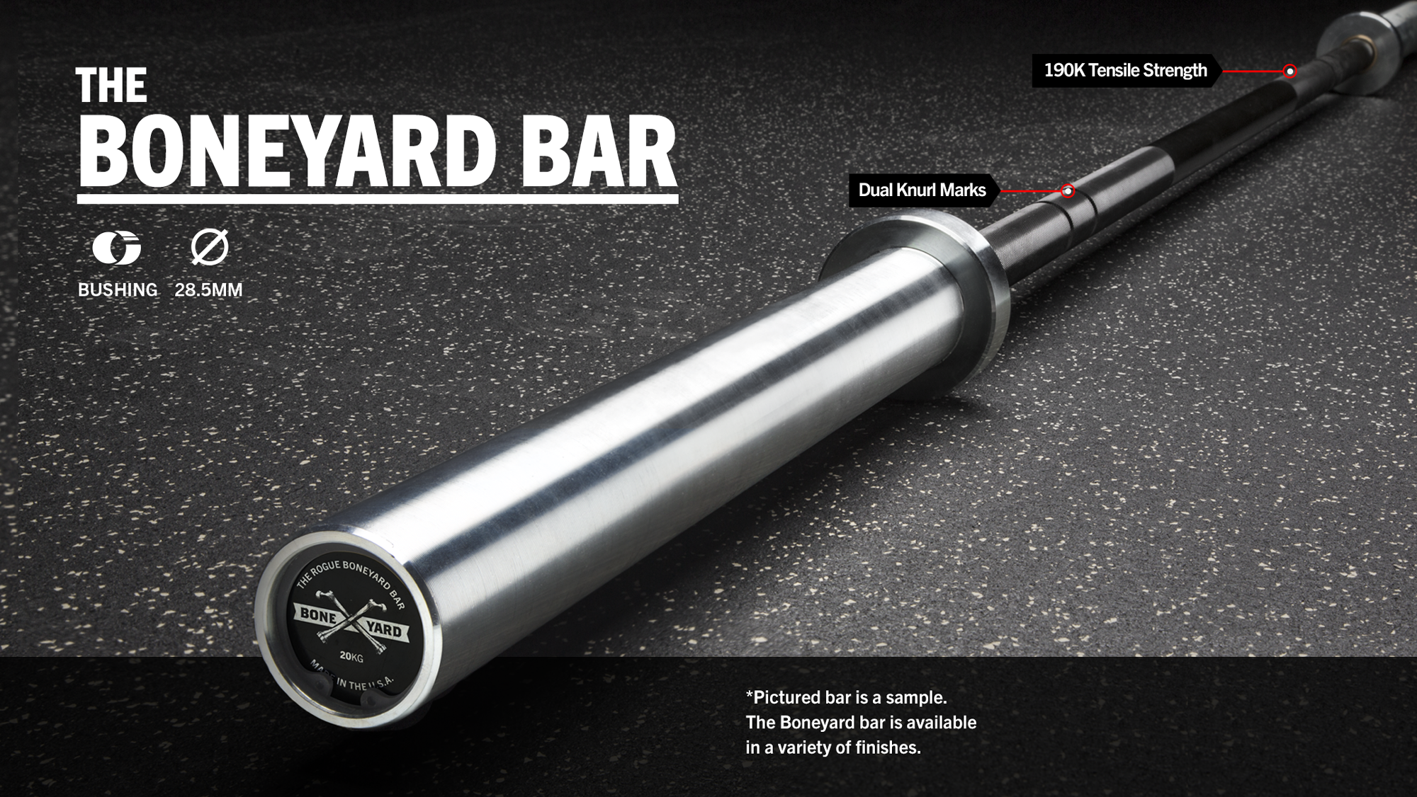 Rogue 28.5MM Boneyard Bars - Boneyard Ohio Bar - Raw Shaft / Raw Sleeve