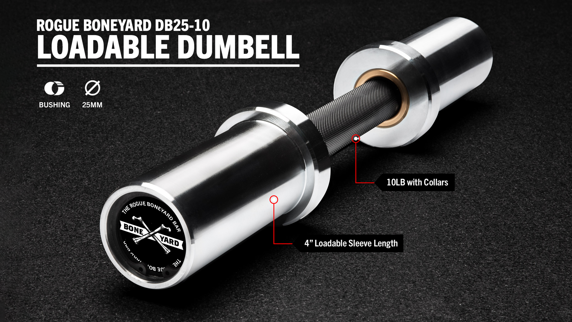 Rogue Boneyard DB25-10 Loadable Dumbbell