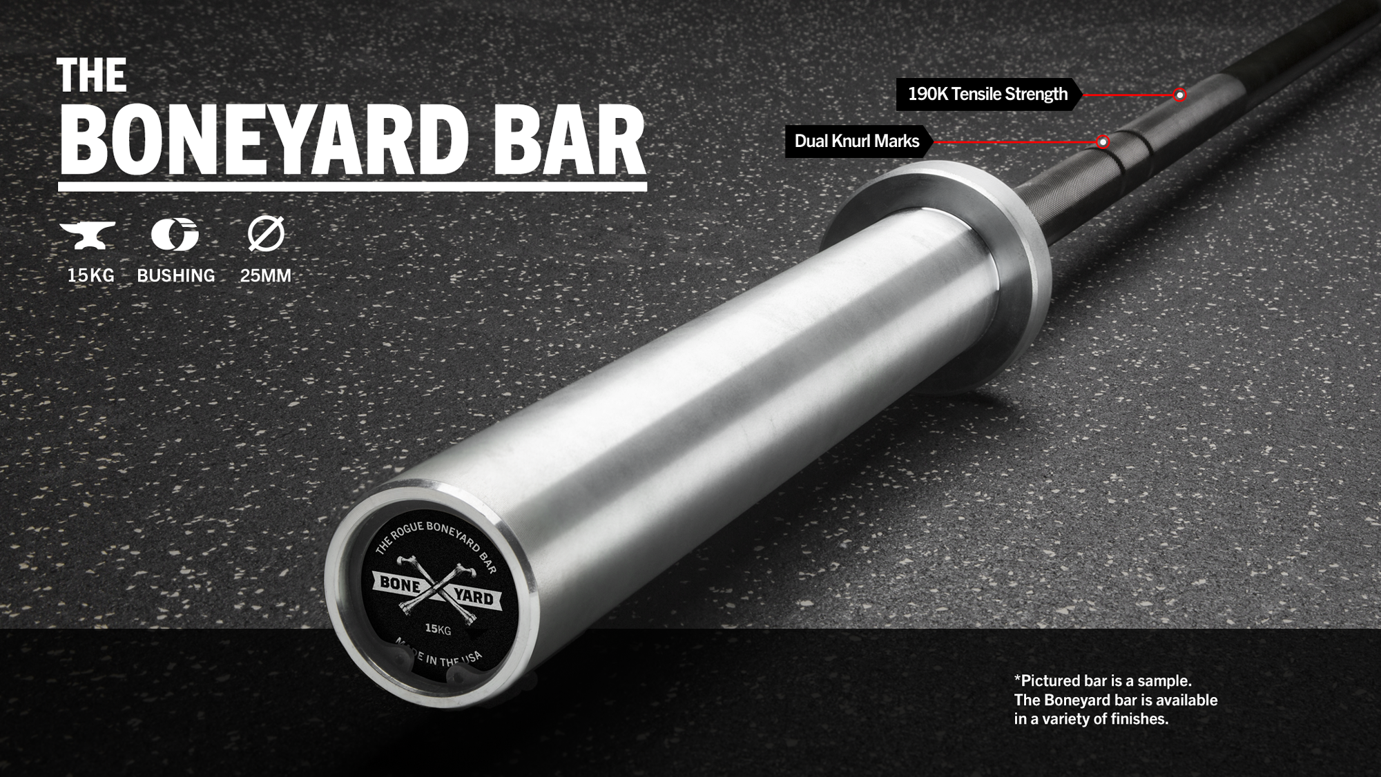 Rogue 25MM Boneyard Bars - Boneyard C-68S Bar - Black Cerakote Shaft / Bright Zinc Sleeve