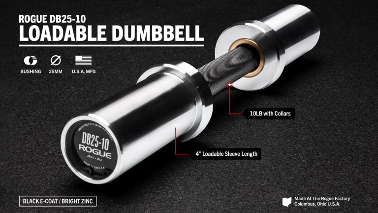 Rogue Fitness DB25-10 Loadable Dumbbell Model reference · options at Rogue