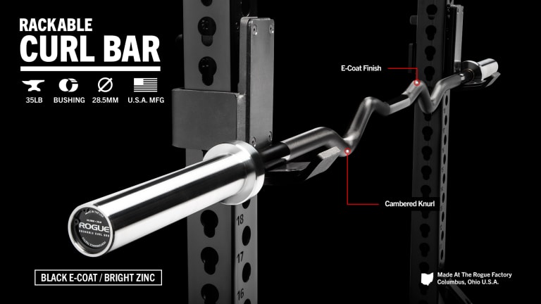 Rogue Fitness Rackable Curl Bar Model reference · options at Rogue
