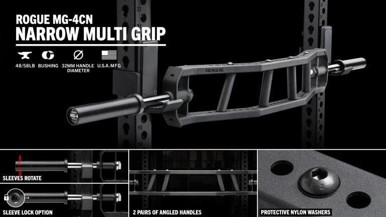 Rogue Fitness MG-4CN Narrow Multi Grip Camber Bar Model reference · options at Rogue