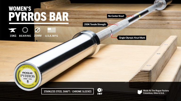 Rogue Fitness Pyrros Bar - 25MM Model reference · options at Rogue