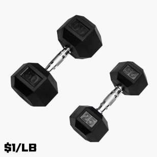 Rogue Fitness Free Shipping-Stength Brand New Rubber Hex Dumbbells 50lbs Pair 
