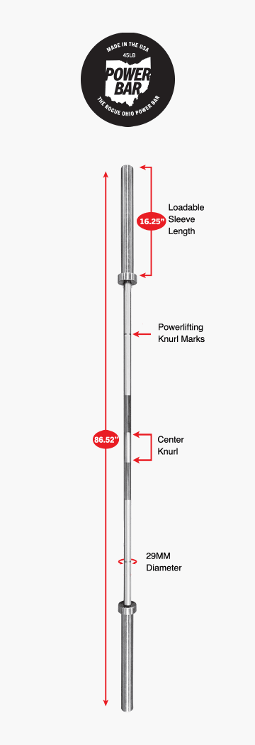 Product Specifications: Rogue 45LB Ohio Power Bar - Stainless Steel