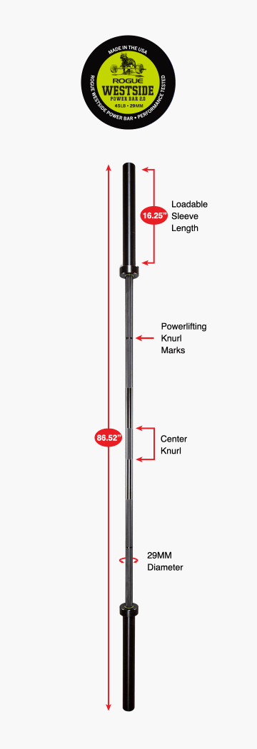 Product Specifications: Rogue Westside Power Bar 2.0
