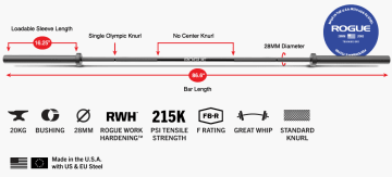 Product Specifications: Rogue 28MM Training Bar - Cerakote