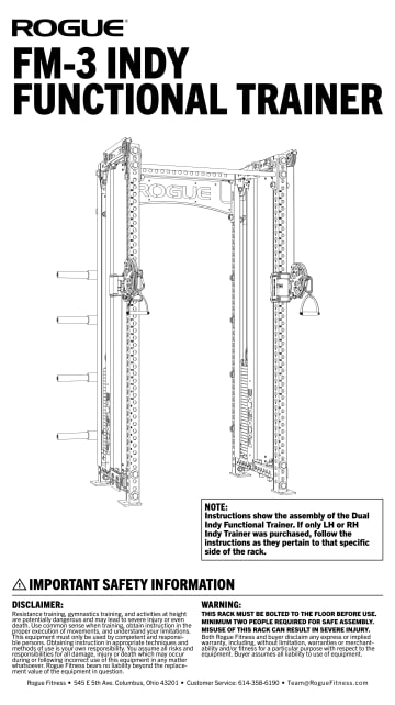 Rogue INDY Functional Trainer – Adjustable Rack-Mounted Cable