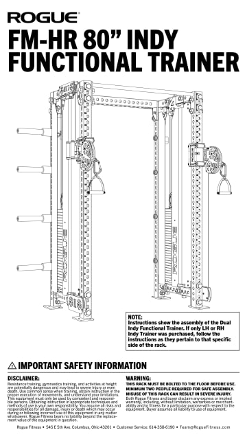 ローグフィットネス Rogue INDY Functional Trainer – Adjustable Rack-Mounted Cable