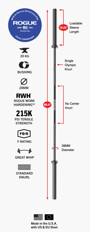 Product Specifications: Rogue 28MM Training Bar - Cerakote