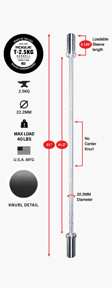 Product Specifications: Rogue T-2.5KG Technique Bar 