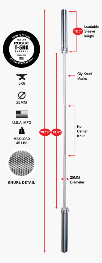 Product Specifications: Rogue T-5KG Technique Bar