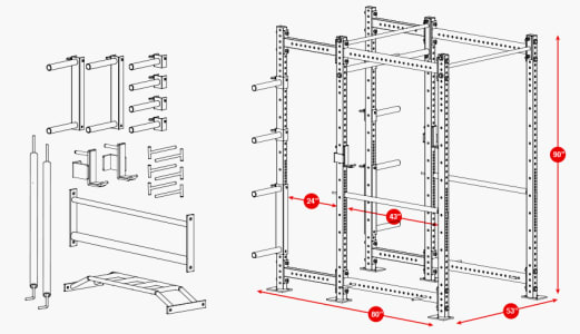 Rogue R-6 Power Rack - Weight Training - Extra Plate Storage