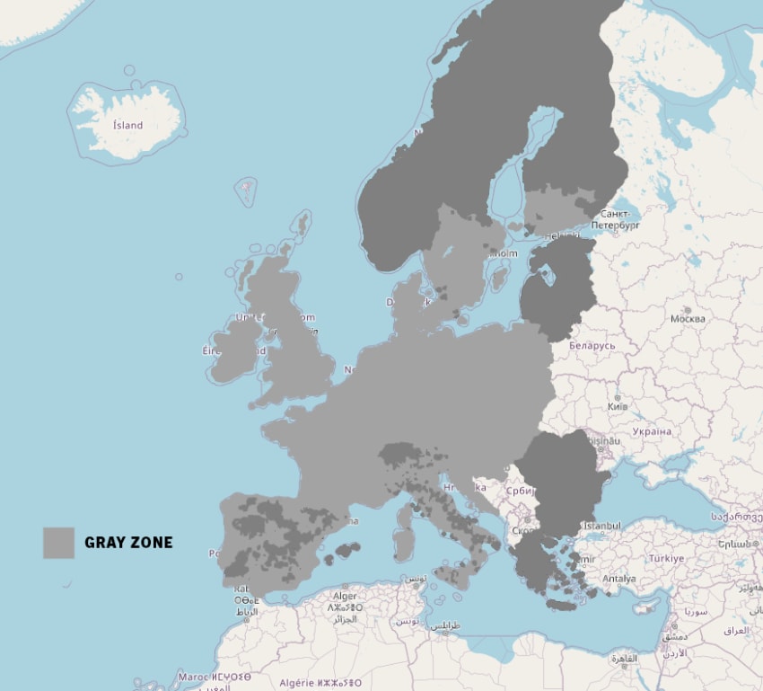 EU Zone Shipping Map