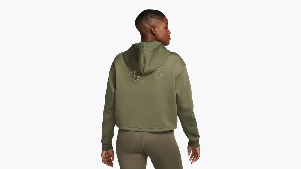 Women's Nike Sportswear Club Fleece Oversized Crop Graphic Hoodie in Grey, Size: Small | DQ5850-063
