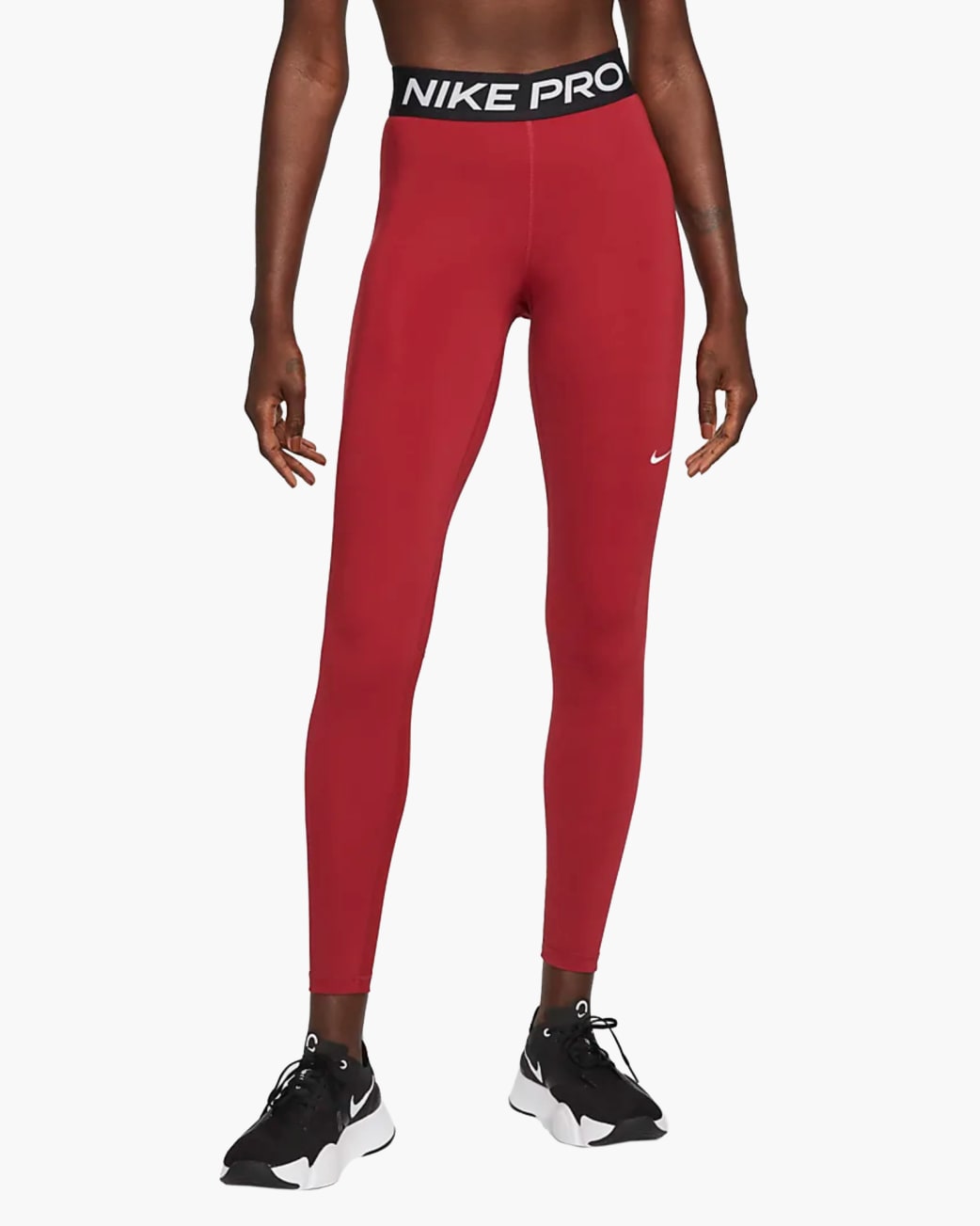 Nike Women's Pro Mid-Rise Leggings - Pomegranate Black / White Rogue Fitness