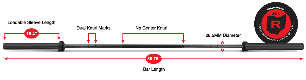 Diagrama de especificaciones Ohio Bar Black Oxide · F8-R