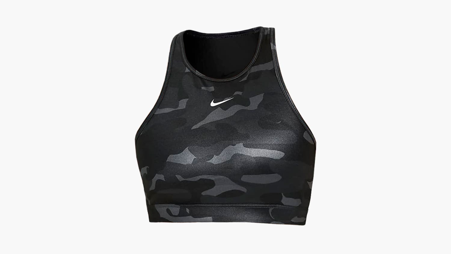 Nike Women's Dri-FIT High Neck Swoosh Sports Bra - Iron Gray / Black / White
