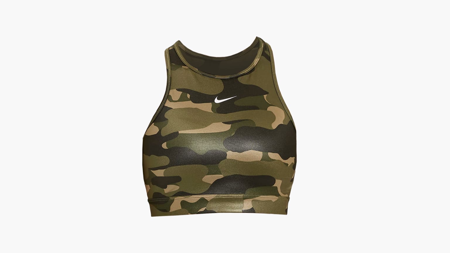 Nike Women's Dri-FIT High Neck Swoosh Sports Bra - Medium Olive