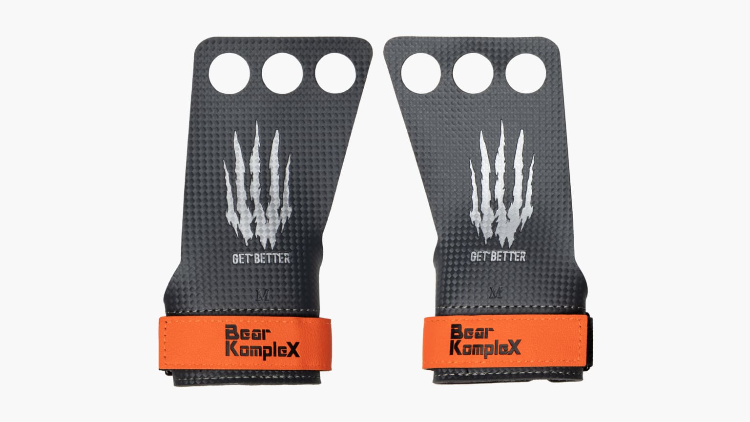 Bear KompleX 2 and 3 Hole Carbon Hand Grips for Gymnastics, Crossfit, Pull-ups, Weightlifting. WODs with Wrist Straps, Comfort and Support