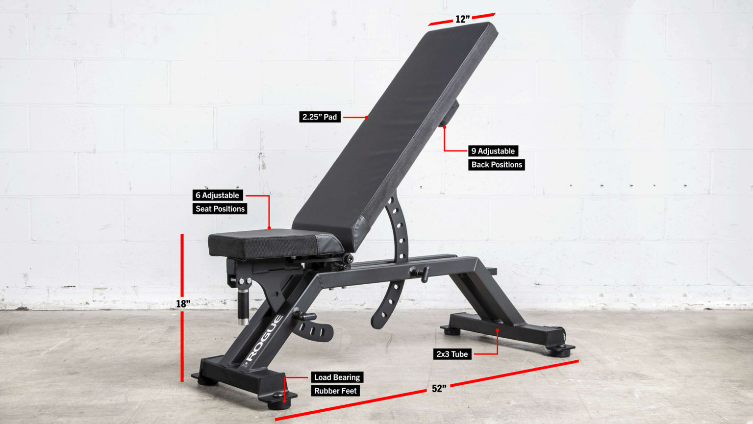 AB-2 Adjustable Bench - Weight Rogue | Fitness DE Training