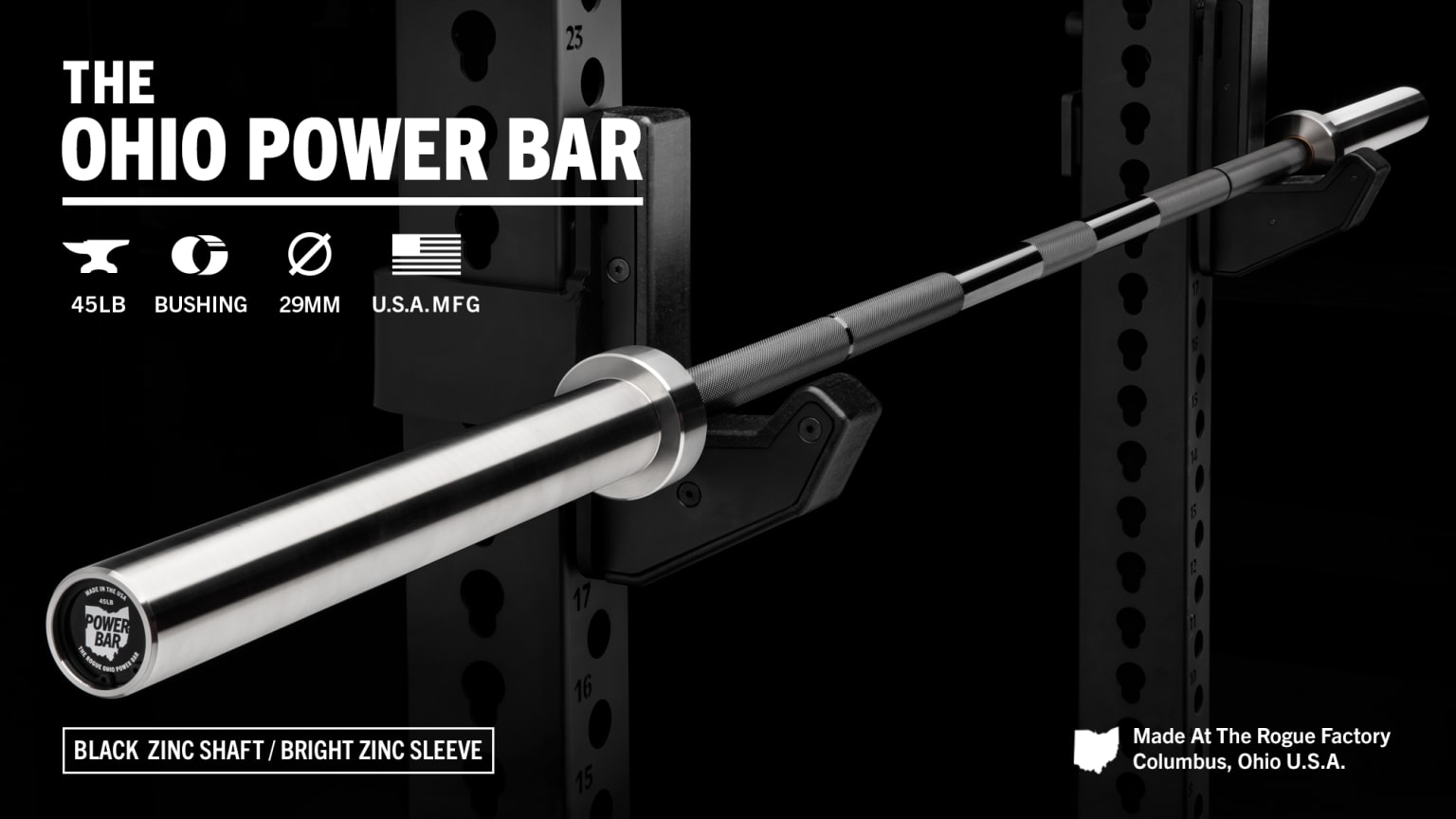 Rogue 45LB Ohio Power Bar - Black Zinc | Rogue Fitness