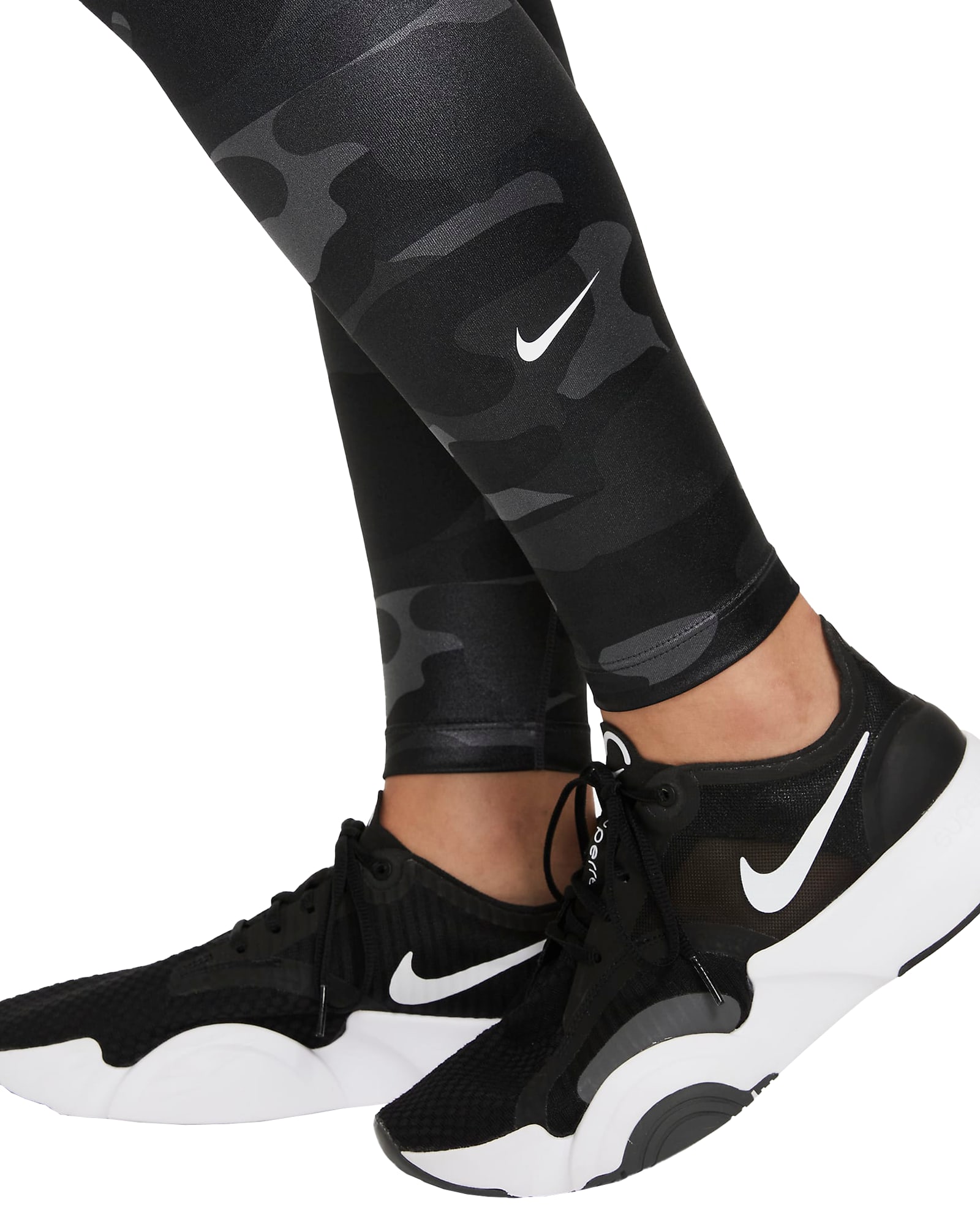 Nike Women's Dri-FIT One Mid-Rise Camo Leggings - Dark Smoke Gray / White