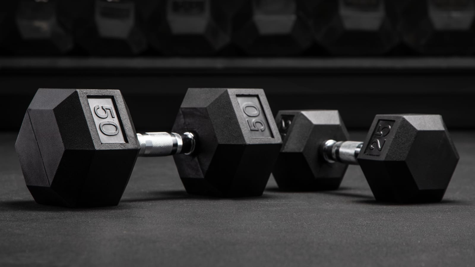Brand New Free Shipping-Stength Rogue Fitness Rubber Hex Dumbbells 50lbs Pair 