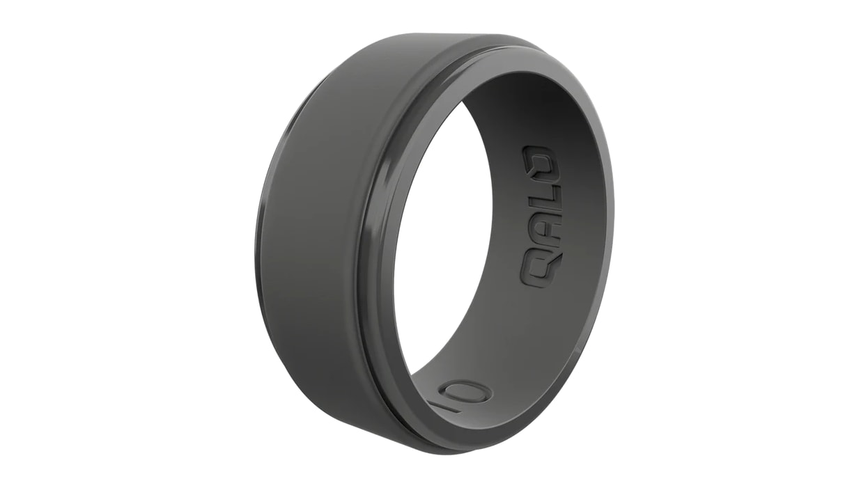 Qalo Men's Black Step Edge Q2X Silicone Ring Charcoal Gray
