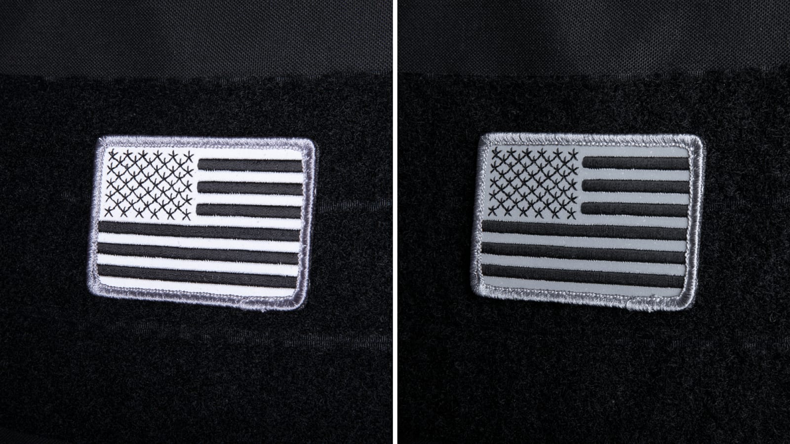Velcro Reflective Black - White American US Flag Biker Army Patch
