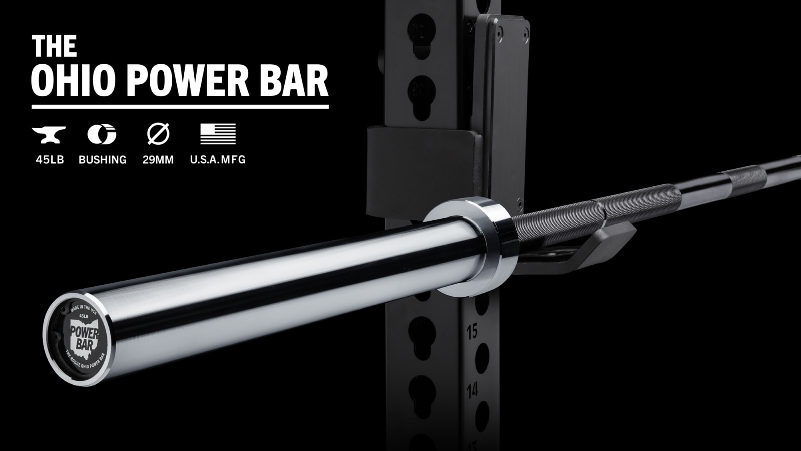 Rogue 45LB Ohio Power Bar - Black Zinc