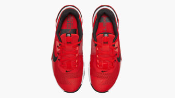 Nike Metcon 7 - Men's - Chile Red / Magic Ember / White / Black top view on white background