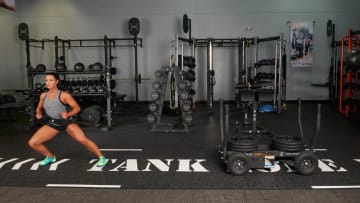 Torque Fitness Tank Tow Strap & Harness shown in use