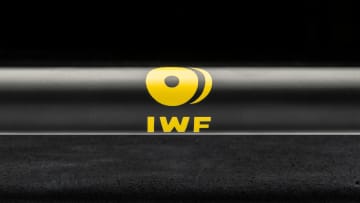 Rogue 25MM IWF Oly Bar - Cerakote Black detailed shot of the IWF logo