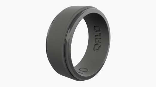 Qalo Men's Black Step Edge Q2X Silicone Ring Charcoal Gray