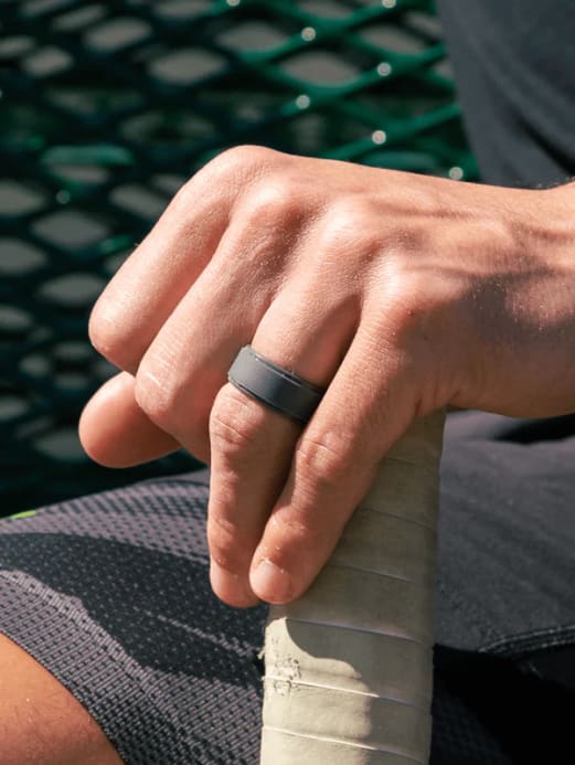 Qalo Men's Black Step Edge Q2X Silicone Ring Charcoal Gray