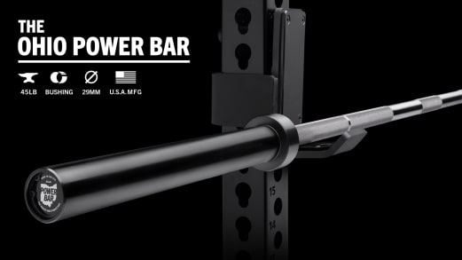 Rogue 45LB Ohio Power Bar Stainless Black Rogue Fitness