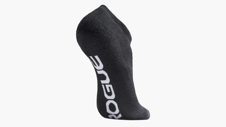 Rogue No-Show Socks - Black with a white Rogue logo