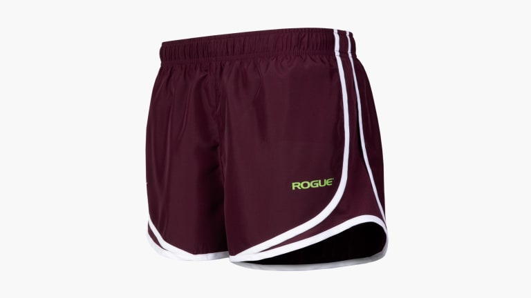 Rogue Nike Women's Tempo Shorts - Maroon shown on a white background