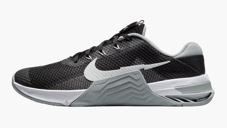 Nike Metcon 7 - Men's - Black / Pure Platinum / Particle Gray / White side view shown on a white background