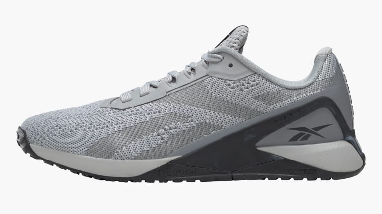 Reebok Nano X1 - Women's - Pure Gray 3 / Pure Gray 5 / Core Black side view shown on a white background