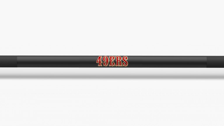 catalog/Weightlifting Bars and Plates/Barbells/Mens 20KG Barbells/NFL - Ohio Bar/Ohio Bar Pics/Ohio-Bar-Cardinals-NFL-Shaft-2_dcpja7